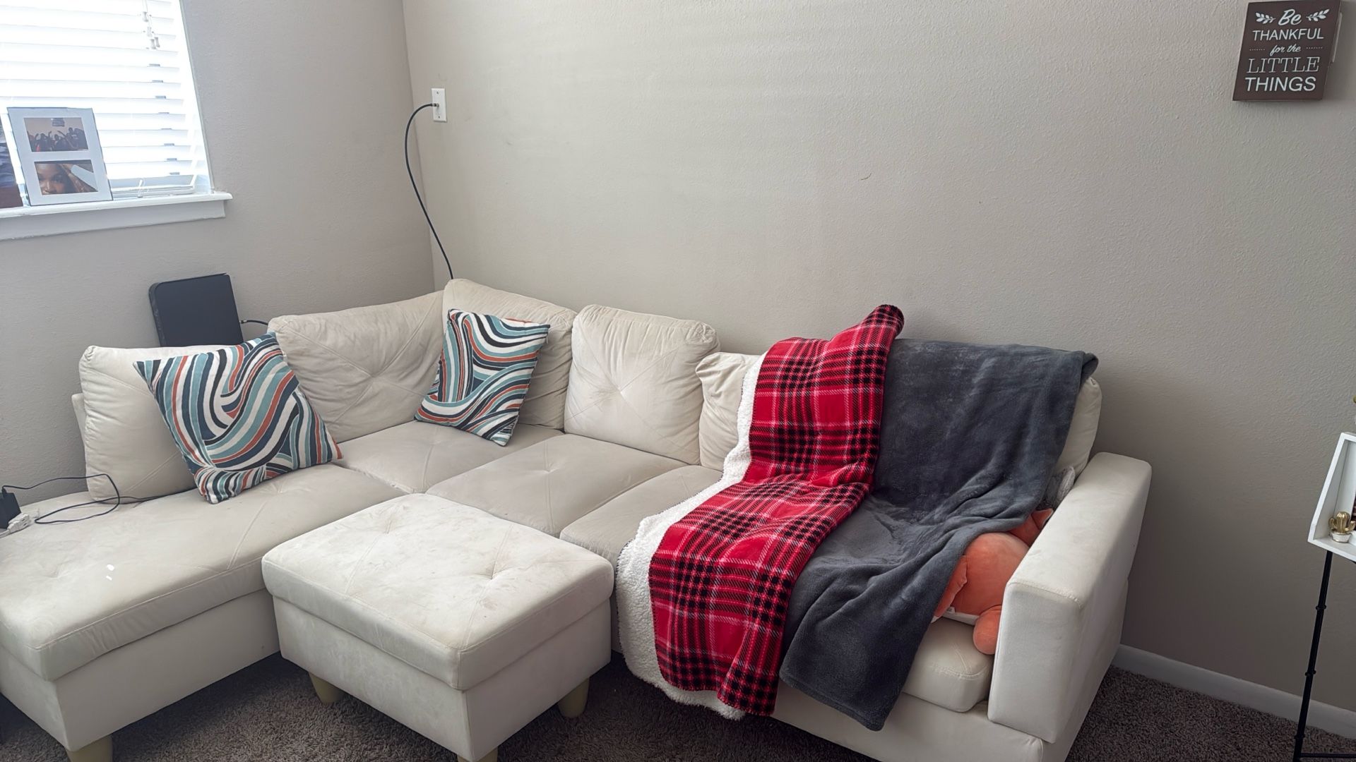 97.5" Wide Microfiber Sofa & Chaise with Ottoman