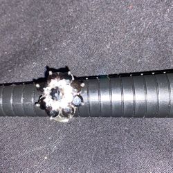 Black Onyx And Cubic zirconia  Sterling  Silver  Stamped Ring Size 7