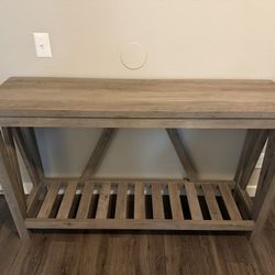 Rustic Wood Console Table - 52” Entryway / Hall Table With Shelf