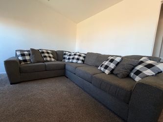 Large Gray Fabric Sectional Sofa