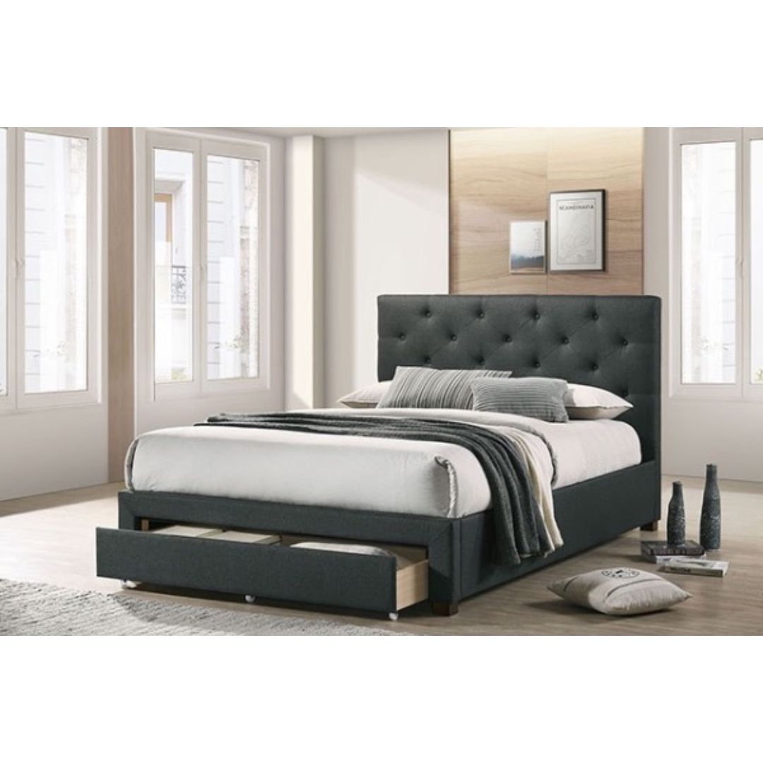 Dark Gray King Bed Frame With Storage