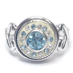 RCI 925 Sterling Silver Light Blue and White Cubic Zirconia Ring Size 7.5