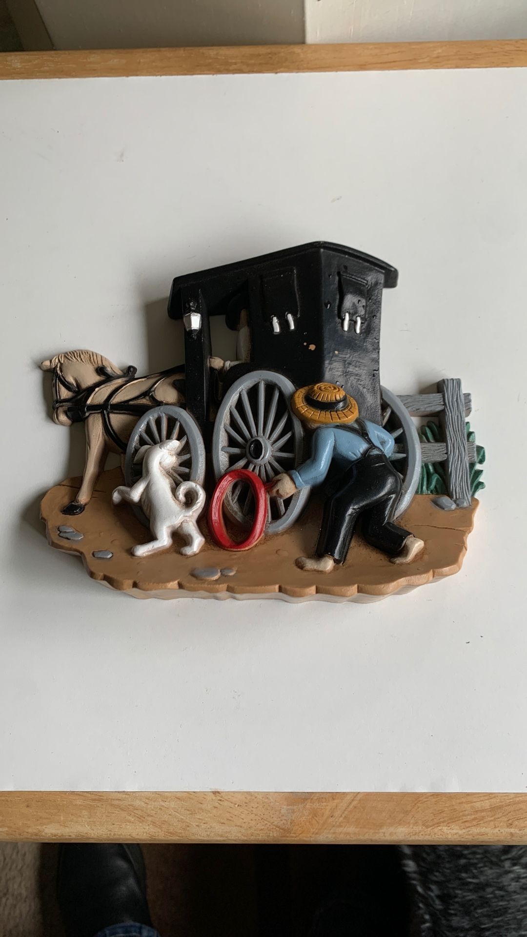 Vintage Burwood Products Amish Horse and Buggy Wall Plaque