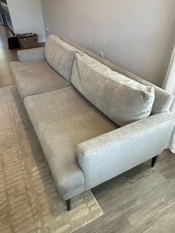 West Elm Andes 86" Sofa | Distressed Velvet Dune | Retail $2,300+ | Like New