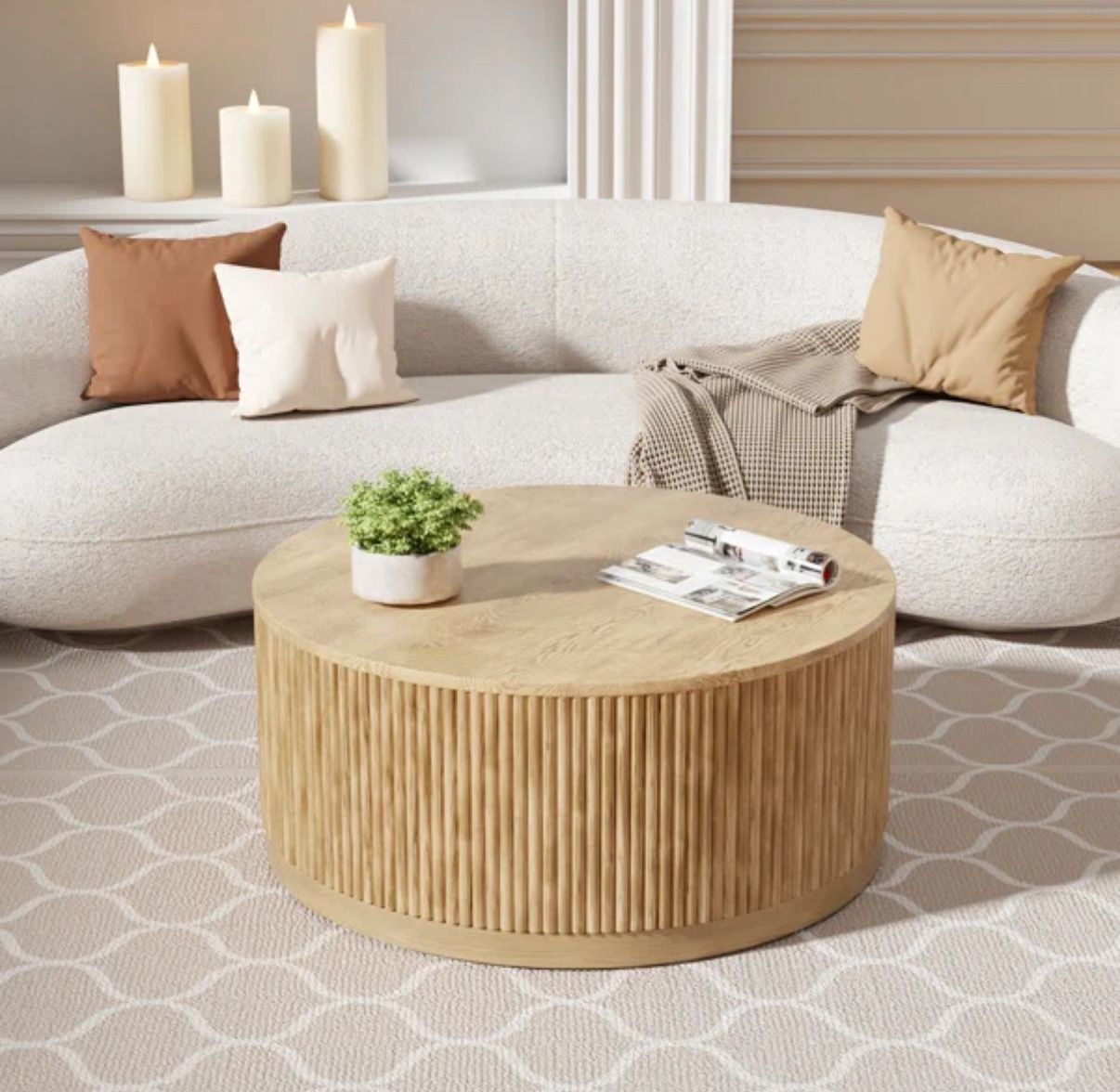 Brand New In Box Round Wood Coffee Table