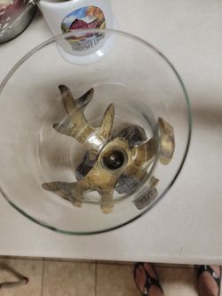 FAUX DEER  ANTLERS CANDLE HOLDER RESIN & GLASS RUSTIC CABIN 8.5" X 5"..  $25. FIRM PRICE 