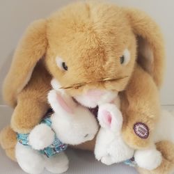 Dan Dee Easter Bunny Plush Animated 2 baby Bunnies Tells A Story Light Up Rabbit