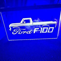 FORD F100 LED NEON BLUE LIGHT SIGN 8x12