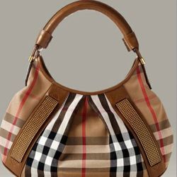 Burberry Phoebe Studded House Check Hobo Bag
