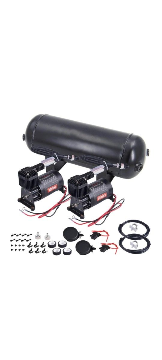 3 Gallon Air Tank with 150PSI Air Compressor 2PCS for Suspension/Air Ride/Bag/Car Train Truck Horn Aluminum 12 Liter Compressed air Storage Tank