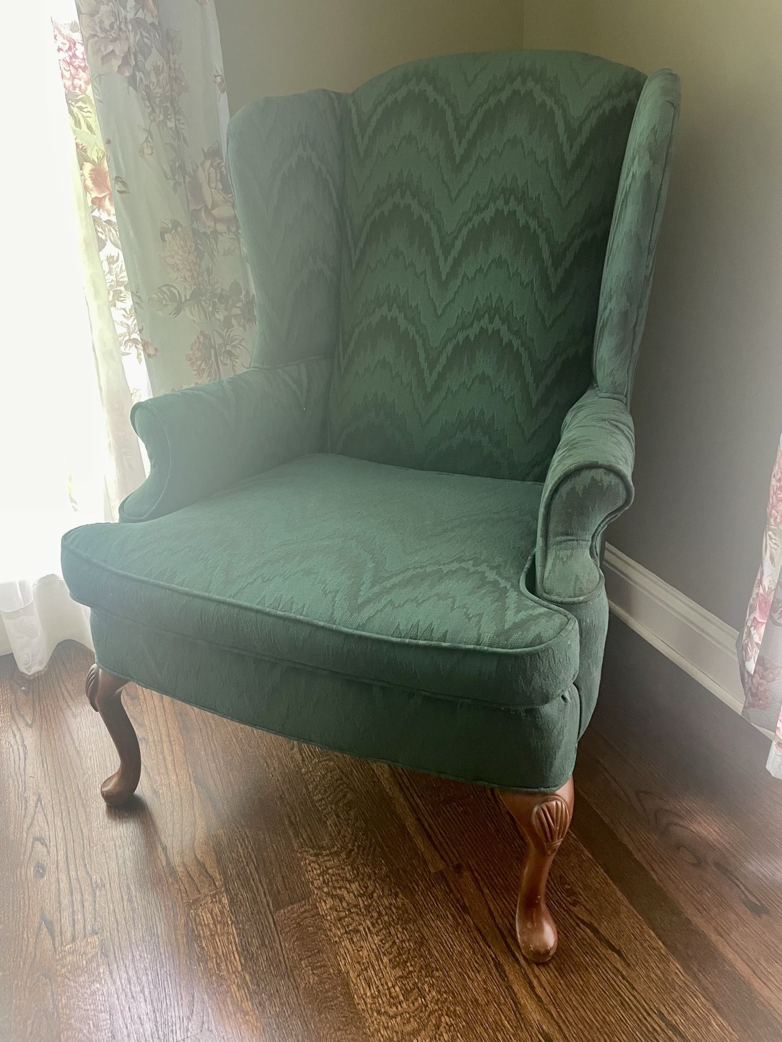 Emerald Green Wingback Chair