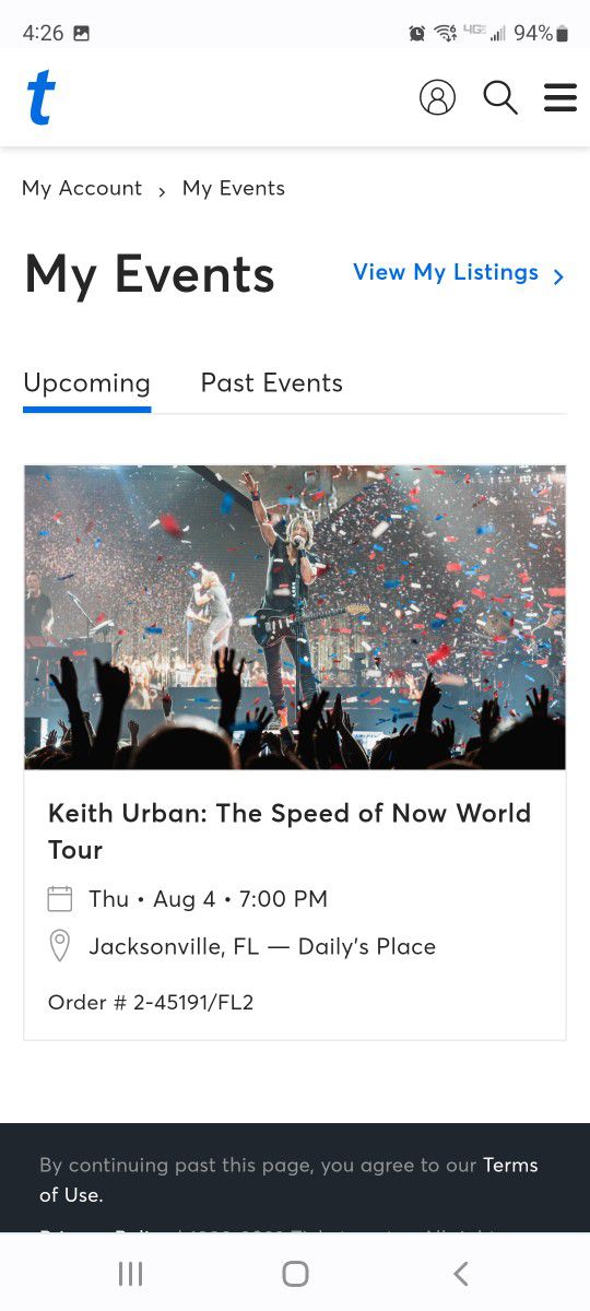 2 Keith Urban Tickets 8/4