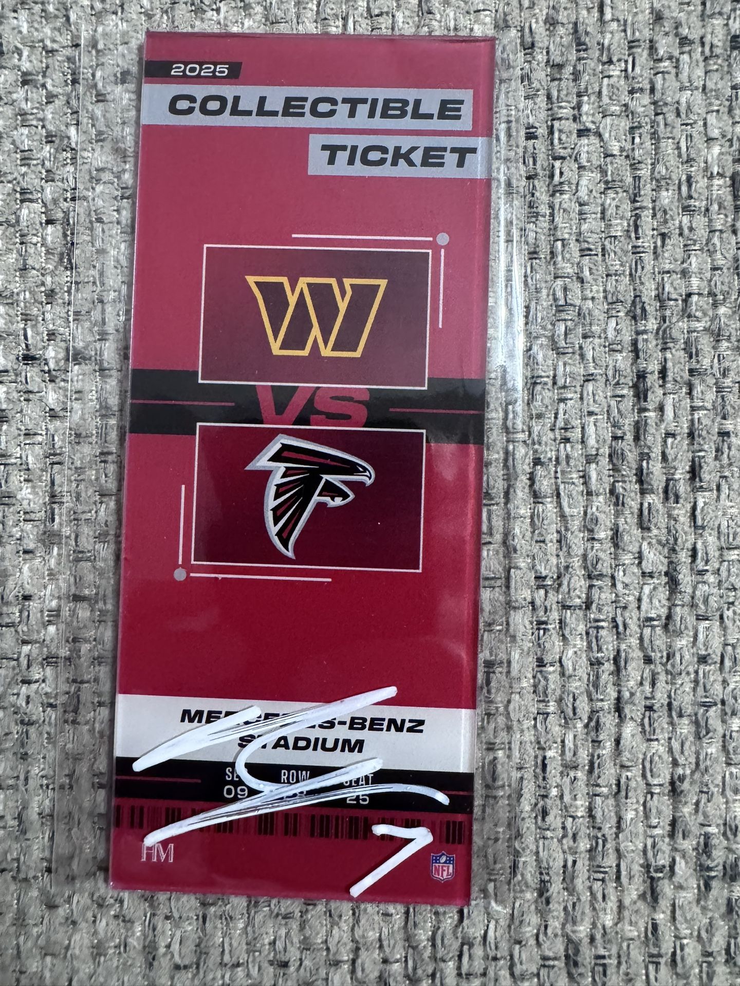 Bijan Robinson Autograph Acrylic Commemorative Ticket Falcons Metabilia Coa