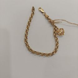 10k 5.9g 7.25" Rolo Bracelet With Heart Charm