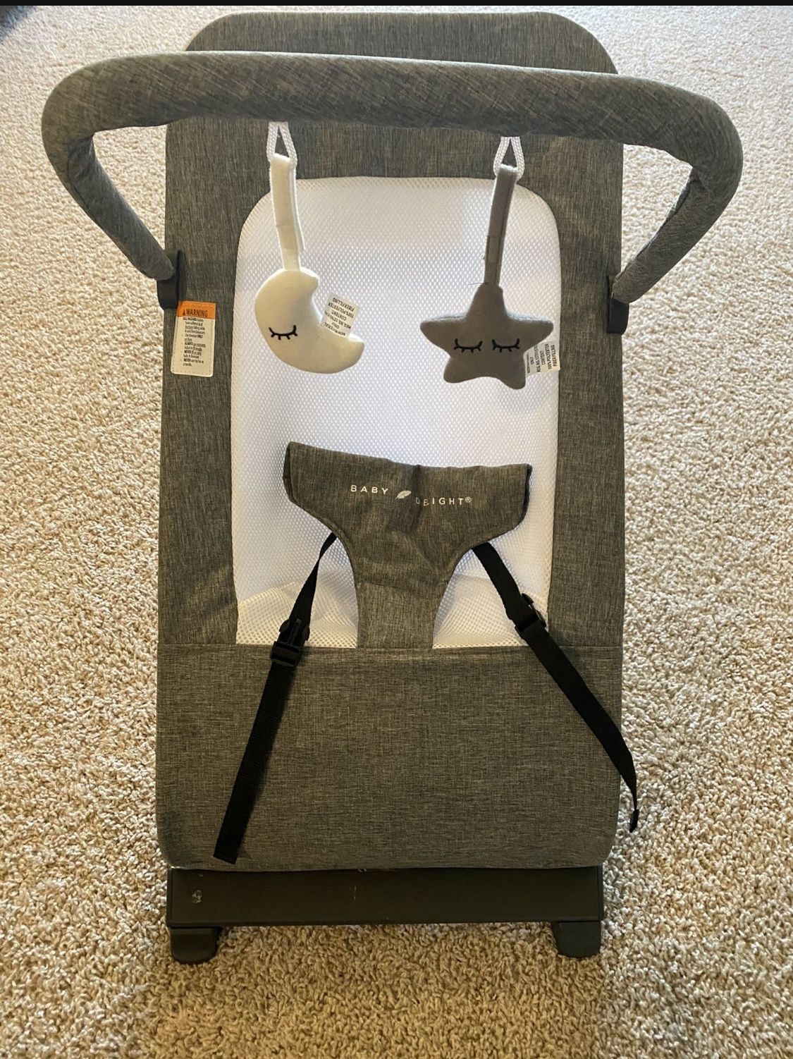 Baby Delight Alpine Deluxe Portable Bouncer, Charcoal Tweed , 28x18x21 Inch
