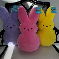 New Set Of 3 PEEPS 15” Plush Pink, Purple, Yellow