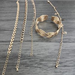 Gold Bracelet Set – 5pcs Bundle – Stack Style