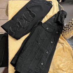 Black Jean Outfit Size 36 Jeans XL Jean Jacket 
