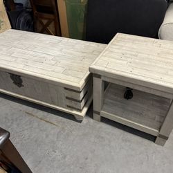 Stylish Trunk Coffee Table + Charging Side Table