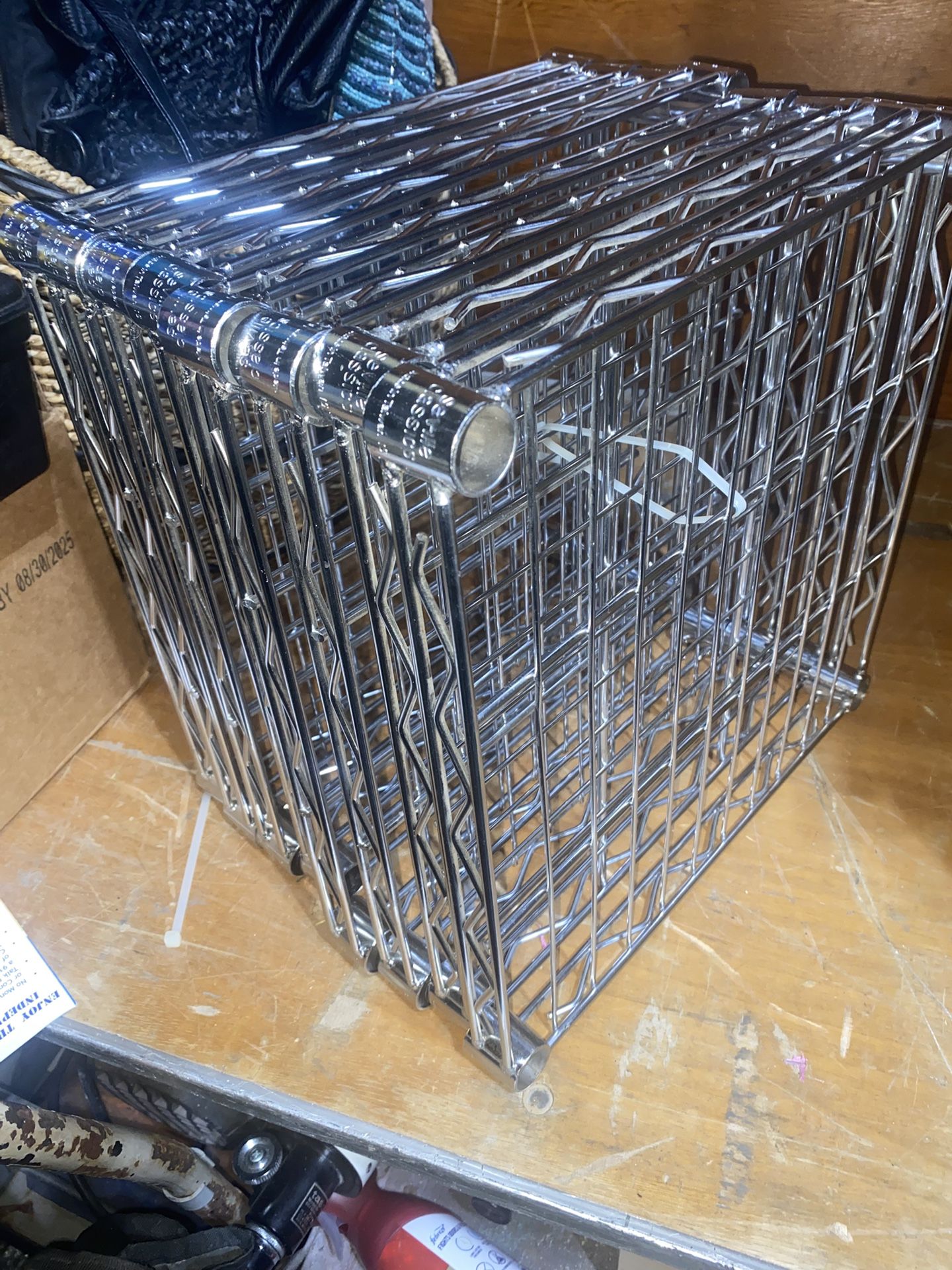 Several wire shelves