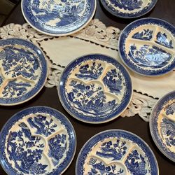 Vintage Moriyama Blue Willow 26‑Piece Dinnerware Set – Rare Occupied Japan Piece