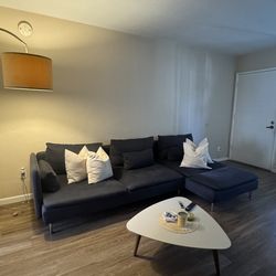 IKEA Blue Sectional Sofa w/ Chaise – Modern & Comfortable