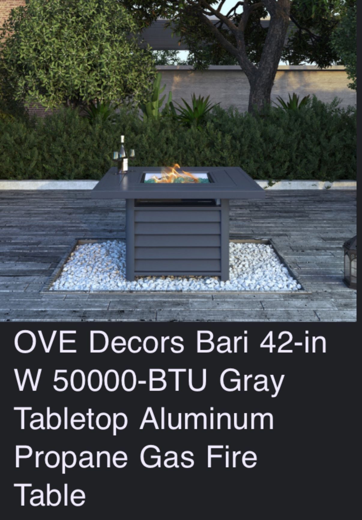 42-in Tabletop Aluminum Propane Gas Fire Table