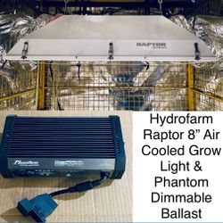 Hydrofarm Raptor 8” Air Cooled Grow Light & Phantom Dimmable Digital Ballast