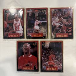 🔥 Rare 1996 Michael Jordan 24KT Gold Commemorative Card Lot (5) 🔥