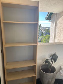 Tall 5-Shelf Wooden Bookcase