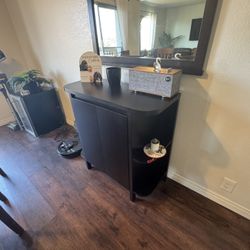 Modern Dark Wood Bar Cabinet with Storage & Display Shelves -$100 OBO