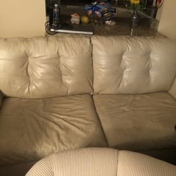 FREE leather Couch With Pull-Out Bed & Two Chairs