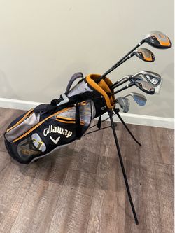 LH Callaway Junior XJ Hot Complete Set ODYSSEY PUTTER - Driver, 3 Wood, 5 Hybrid, 7i, 9i, SW, Putter + Bag