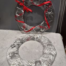 Vintage set of 2 Vetreria Etrusca Heavy Art Glass Wreath Candle Holder from Italy