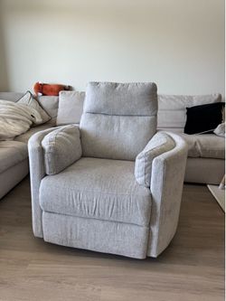 Grey swivel recliner nursery rocking chair