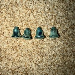 vintage Christmas bell ornaments blue. 3 of them are missing tops 