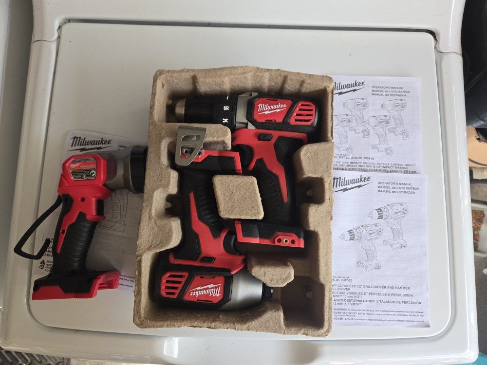 Milwaukee M18 drill combo with LED Flashlight.