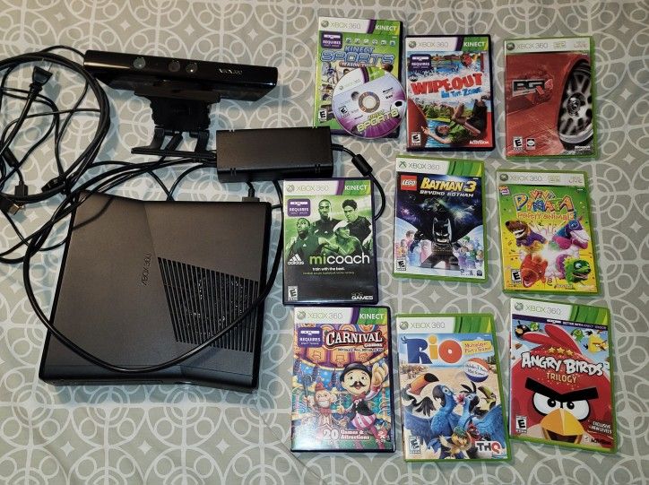 Xbox 360 Console Kinect Bundle With 10 Games
