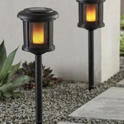 Solar LED Flicker Flame Path Lights - 12 - $50