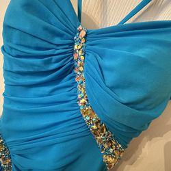 Blue Beaded Gown $40