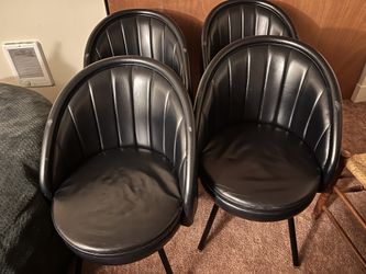Set of 4 Black, Leather Chairs