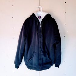 Beautiful Sherpa Lined, Hooded Jacket. 2 Pockets, Knitted Waistband And Cuffs.