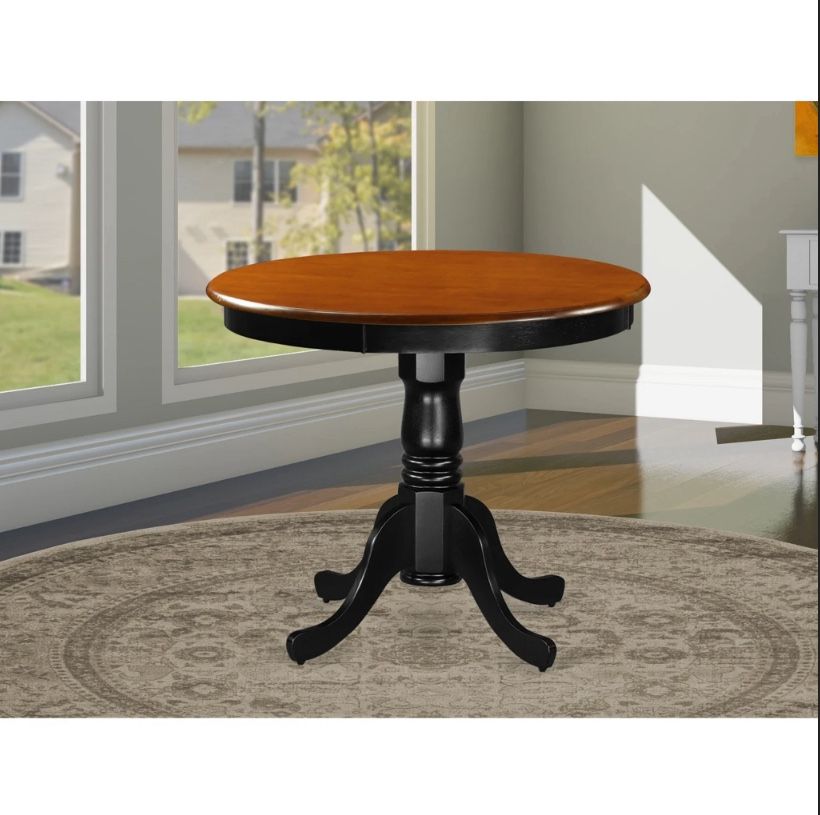 East West Furniture Antique 36 Inch Pedestal Round  Table Top Only, Cherry/Black