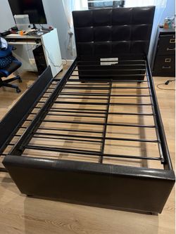 Twin size bed frame with trundle and mattress