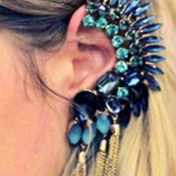 New Unique Large Blue Cuff Earring Wrap for left ear