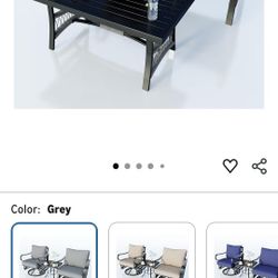 2 Pieces Patio Loveseat with Coffee Table, Bench Sofa Metal Frame Furniture Set with Gray Cushions for Outdoor Garden Backyard Balcony, (1 Loveseat an