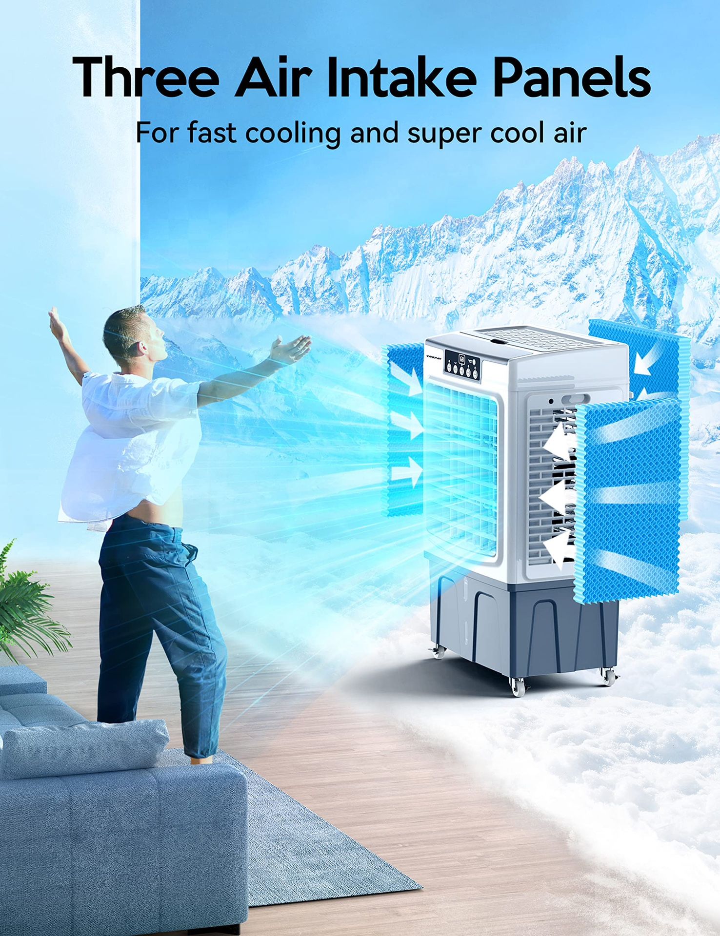 New! Evaporative Cooler, VAGKRI 2100CFM Air Cooler, 120°Oscillation Swamp Cooler with Remote