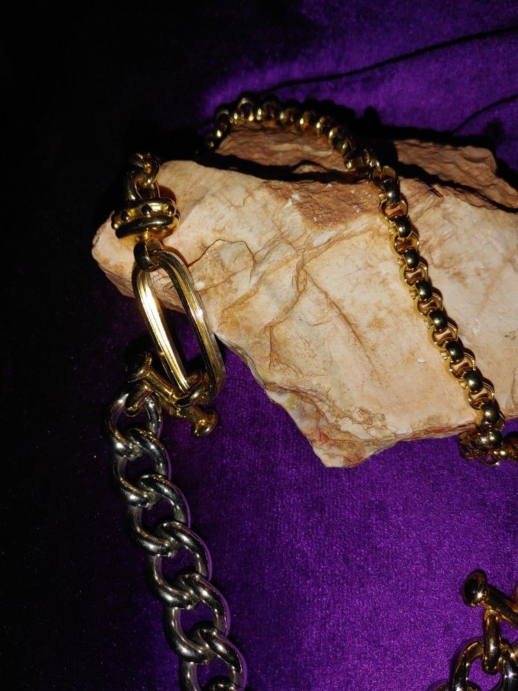 Gold And Silver Heavy Chain Necklace