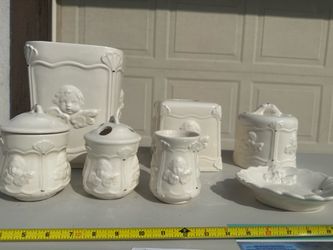Vintage DINAHMITE Cherub Ceramic Bathroom Set – 7 Piece Matching Set – $120 OBO