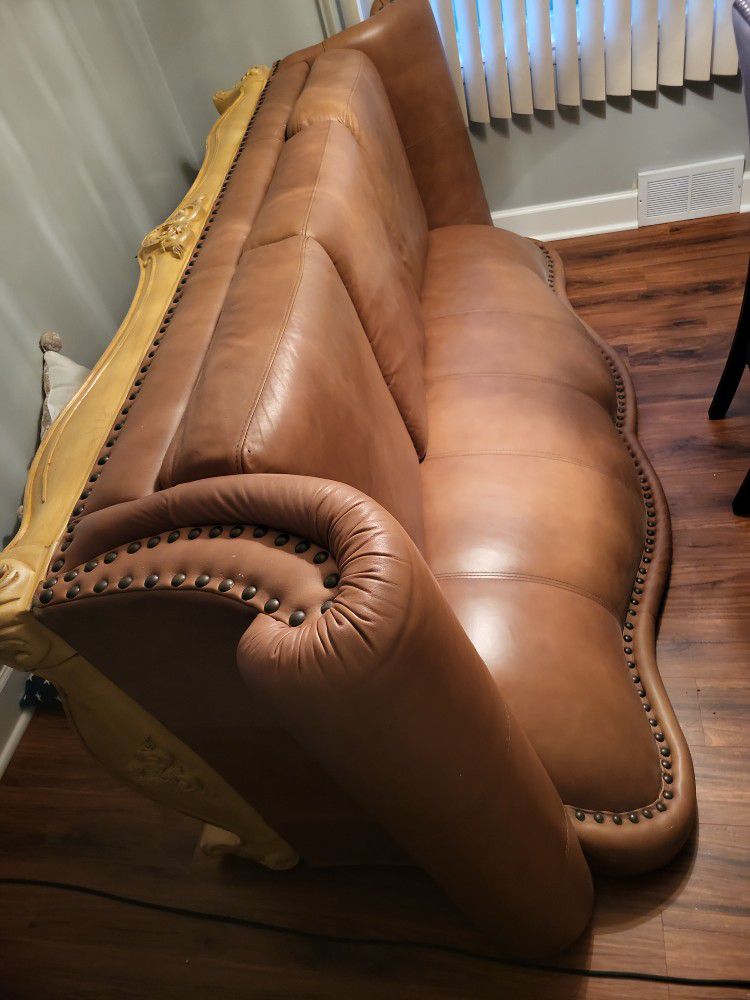 Beautiful Caramel Leather Couch